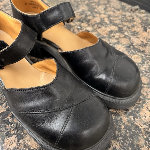 VINTAGE DR MARTENS Black Mary Jane Strap Cross Women's Sz 6 Chunky Platform - Picture 9 of 13